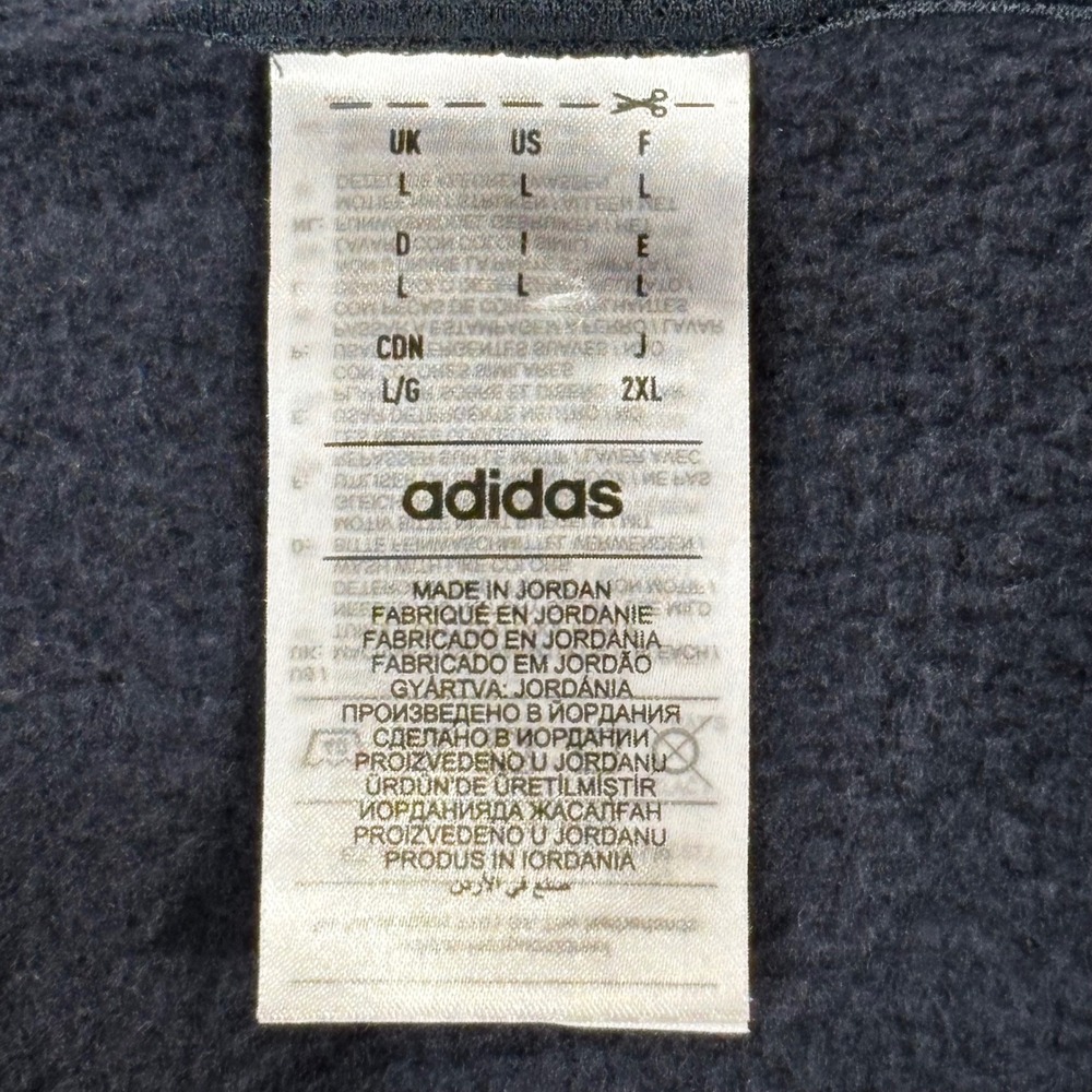 Adidas Hoodie Men Large Navy Blue Excellent Zip Chest Pocket Pullover Sweatshirt - Picture 3 of 5